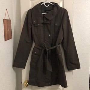 Ellen Tracy Green long rain coat.